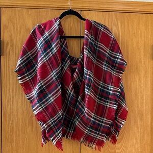 Grace & Lace Red Plaid Fringe Blanket Scarf